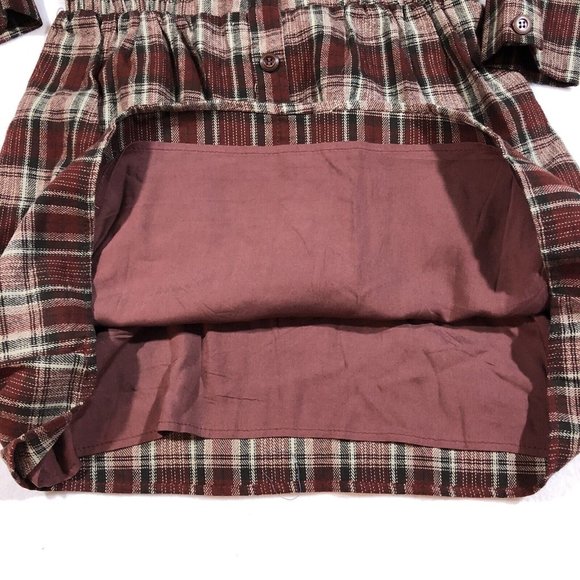 NEW Paper Crane Womens Small Plaid Squared Neck Button Dress Fall NWT $54 - Picture 8 of 12